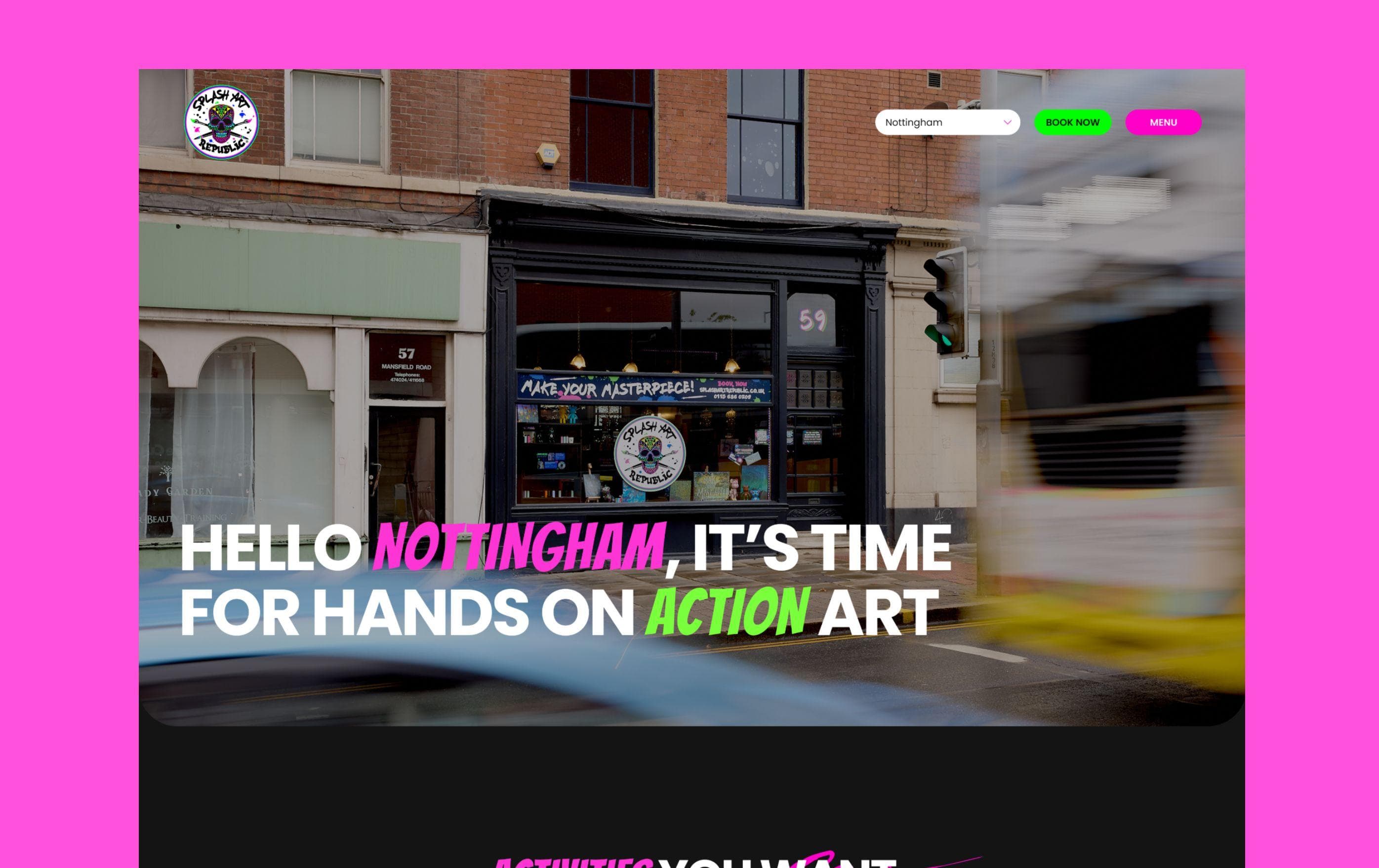Screenshot of the Splash Art Republic website landing page